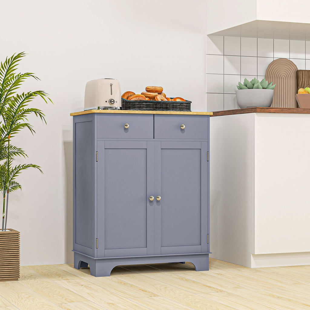 Sideboard Buffet Cabinet Solid Wood Countertop Gray