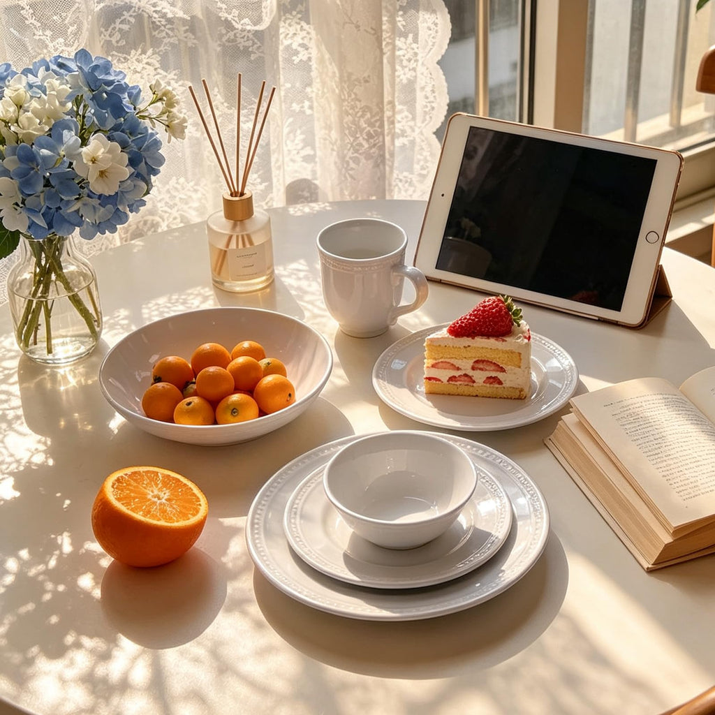 20-Piece Pearl Dots Stoneware Dinnerware Set, White, Service for 4