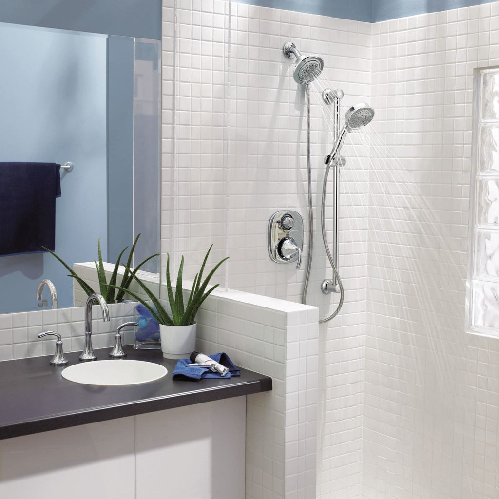 Eco-Performance Chrome Four-Function Removable Handheld Showerhead with 69-Inch-Long Hose and Wall-Mounted Slide Bar