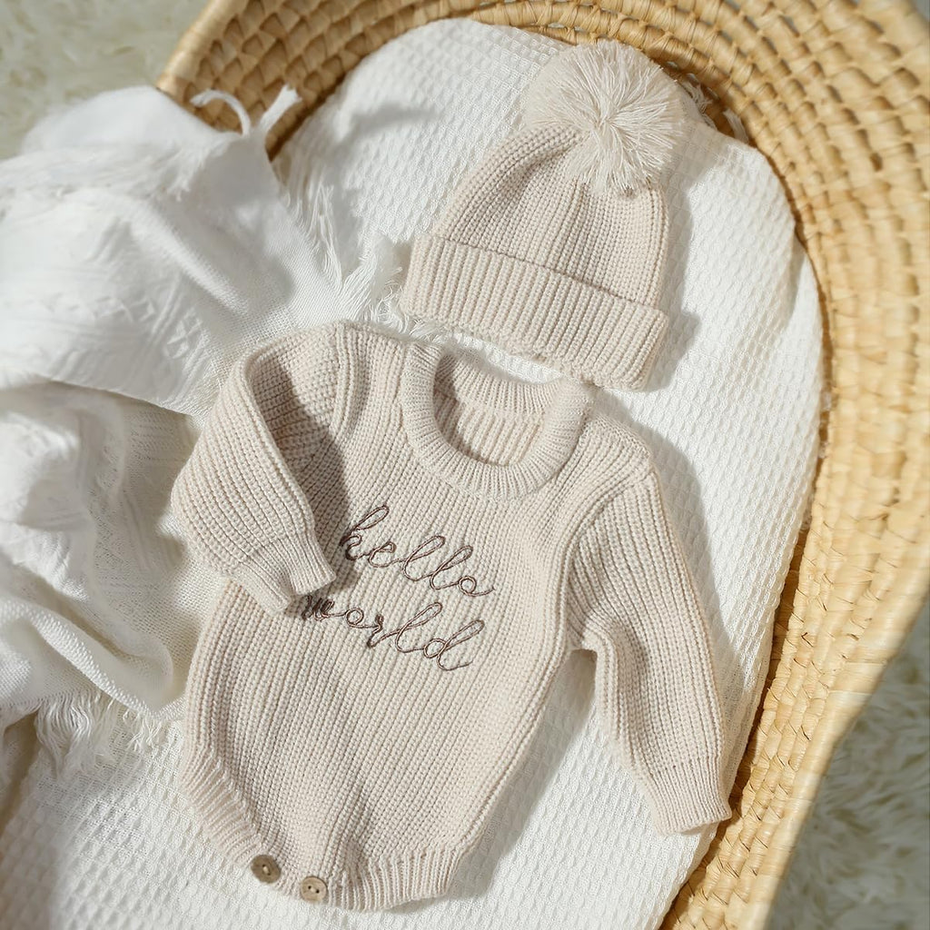 Infant Baby Sweater Romper Baby Girl Boy Knitted Pullover Fall Winter Clothes Baby Boy Girl Outfit Embroidery Clothes