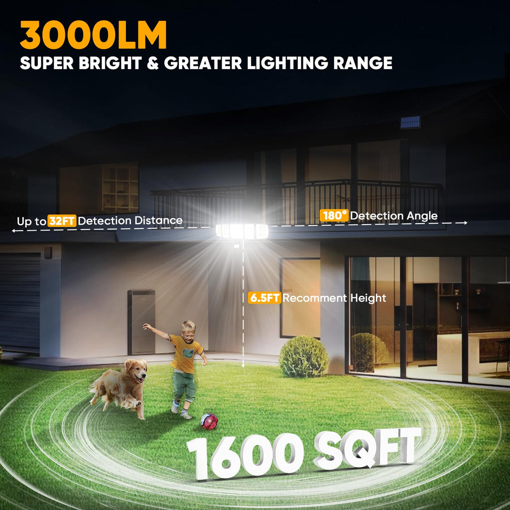 Solar Motion Lights Outdoor - with 16.4ft Cable, LED Security Lights for Outside Dusk to Dawn, IP65 Waterproof