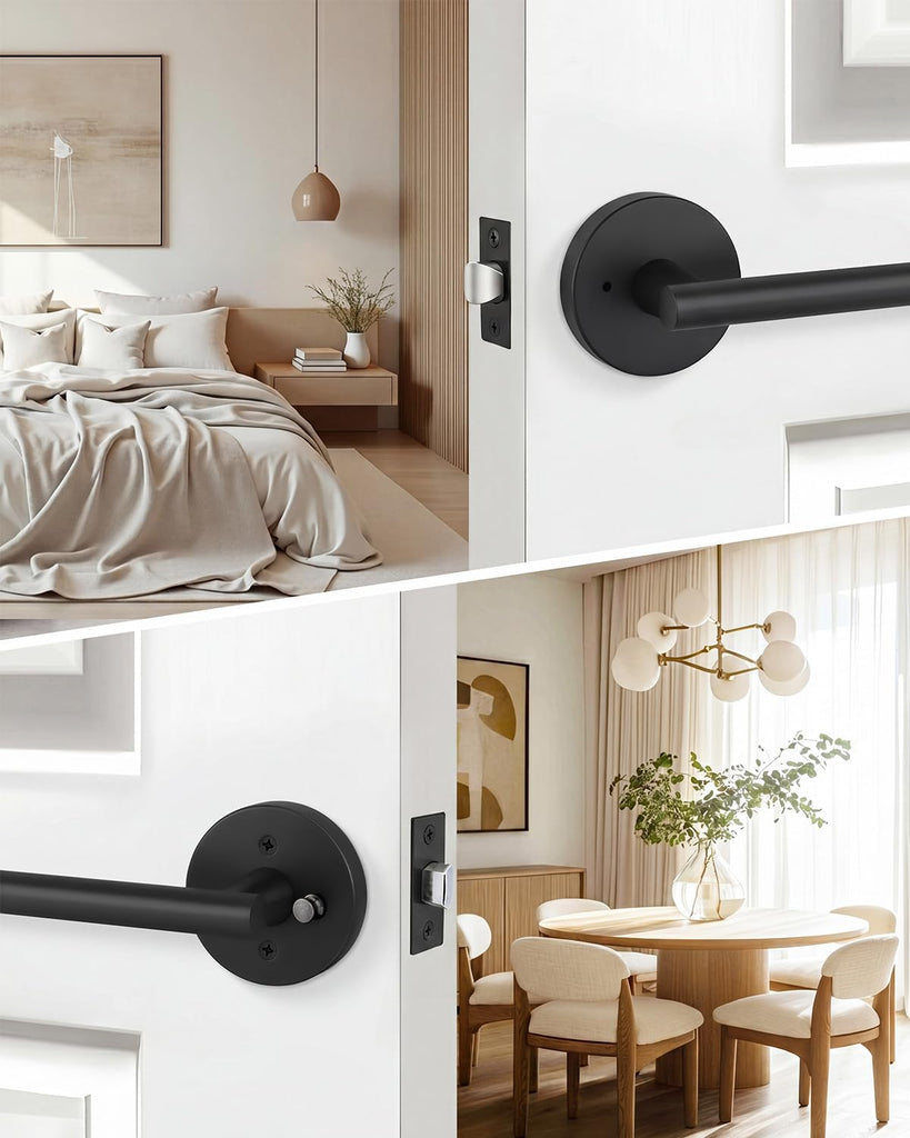 Black Door Handle Interior 4 Pack, Privacy Door Levers