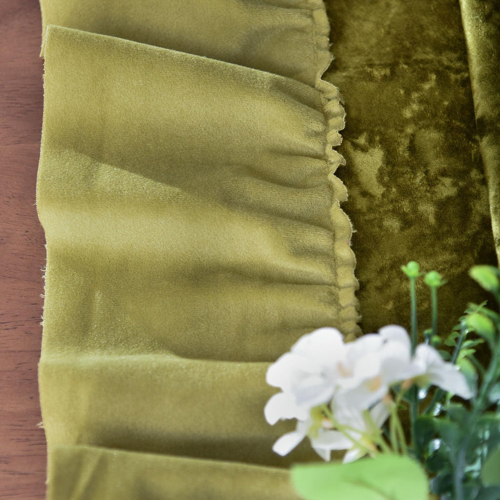 Velvet Ruffle Tablecloth, Rectangle Vintage Farmhouse Pleated Tablecloth for Party Wedding Baby Kitchen Table Decor