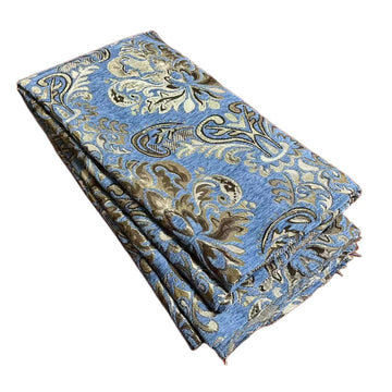 Upholstery Fabric, Damask Chenille, for Recover Furniture Chairs Couch Material (Blue, 1 Yard)