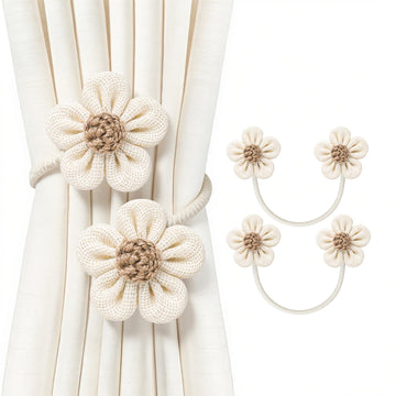 Curtain Tiebacks, Twisted Boho Curtain Holdbacks, Cream, 2 Pcs