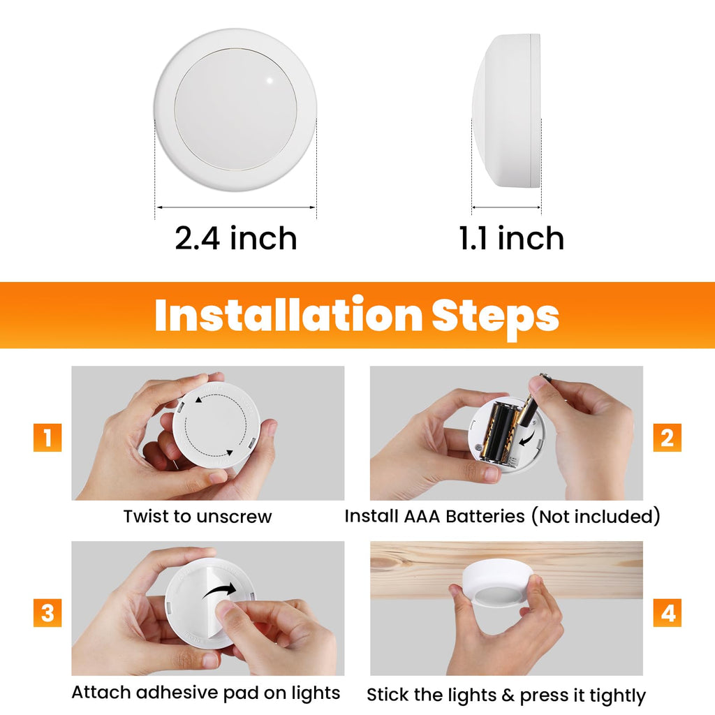 LED Puck Lights with Remote Control, 16 Color Changing Under Cabinet Lighting with Dimmer & Timer, AAA Battery