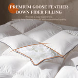 Goose Feather Down Fiber Cotton Comforter Queen, Ultra-Soft Duvet Insert, Hotel Collection White Qui