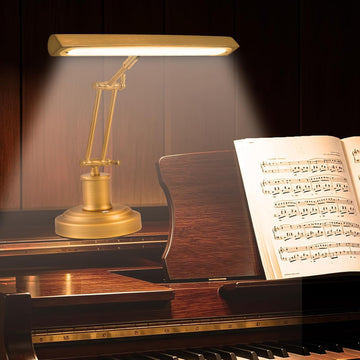 Vintage Piano Lamp for Upright Piano, Adjustable Arms, Stable Weighted Base