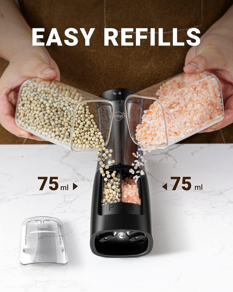 2-in-1 Automatic Electric Salt and Pepper Grinder with LED Light