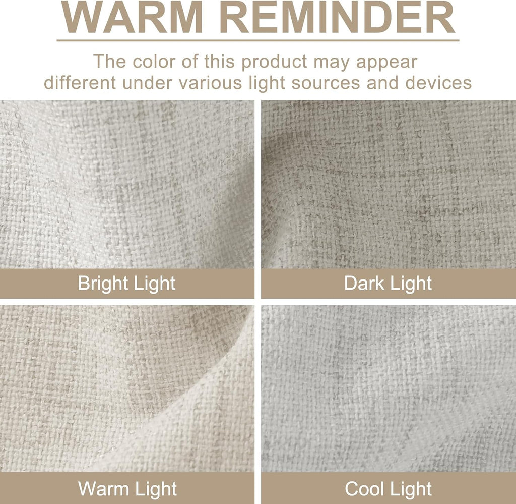 Linen Blackout Curtains for Bedroom 96 Inches Long, Back Tab/Rod Pocket Living Room Drapes, Thermal Insulated