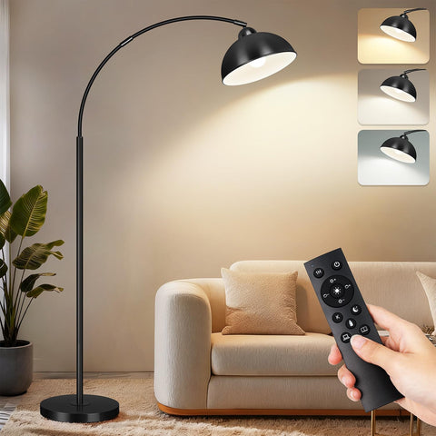 Arc Floor Lamps, 72" Modern Tall Lamp with Remote Control and Stepless Dimmable 9W LED Bulb