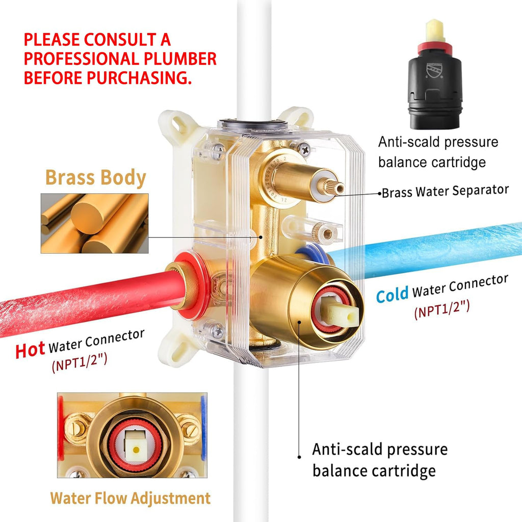 Shower System, 12" Shower Faucet Set with Handheld,Brushed Gold