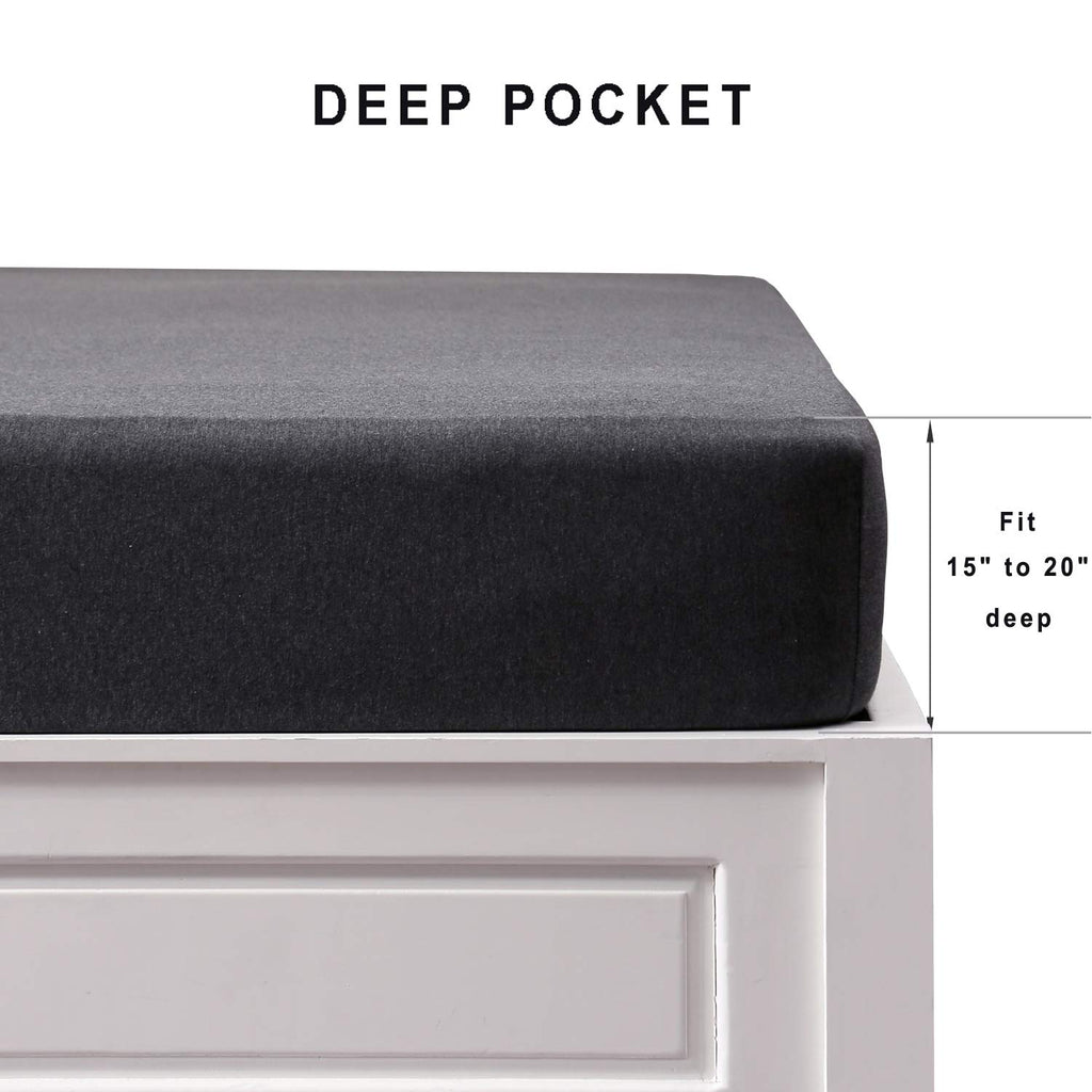 Jersey Fitted Sheet Only Heather Charcoal Grey