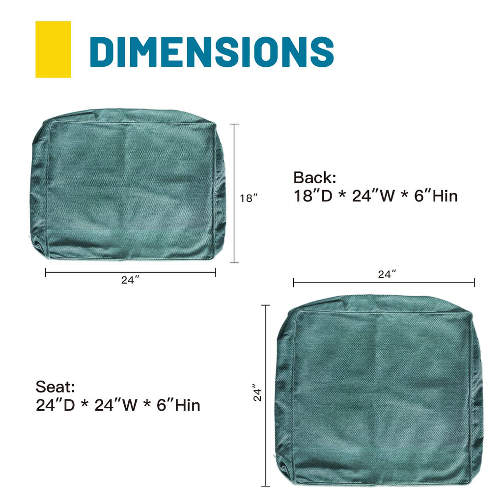 24"x24"x6" Patio Deep Seat Bench Cushion Covers Blue