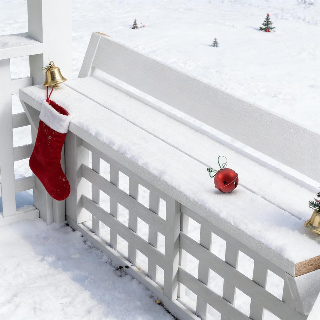 Large Outdoor Wooden Playhouse for Kids Ages 2-8 Waterproof White Playhouse with Built-in Bench & Door 52" x44"