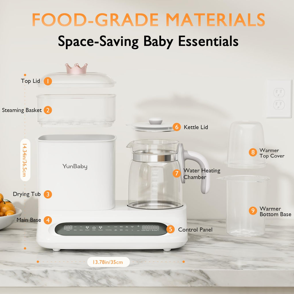 Baby Bottle Warmer & Steamer, 44oz Formula Kettle with Drying & Steam, Multi-Function Bottle Warmer for Breastmilk