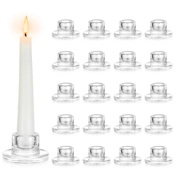 Glass Taper Candle Holders Bulk, 20 PCS Clear Candlestick Holders
