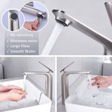 Tall Vessel Sink Faucet, Premium Brass Mixer Tap Brushed Nickel Single Handle Vanity Faucet 1 Hole
