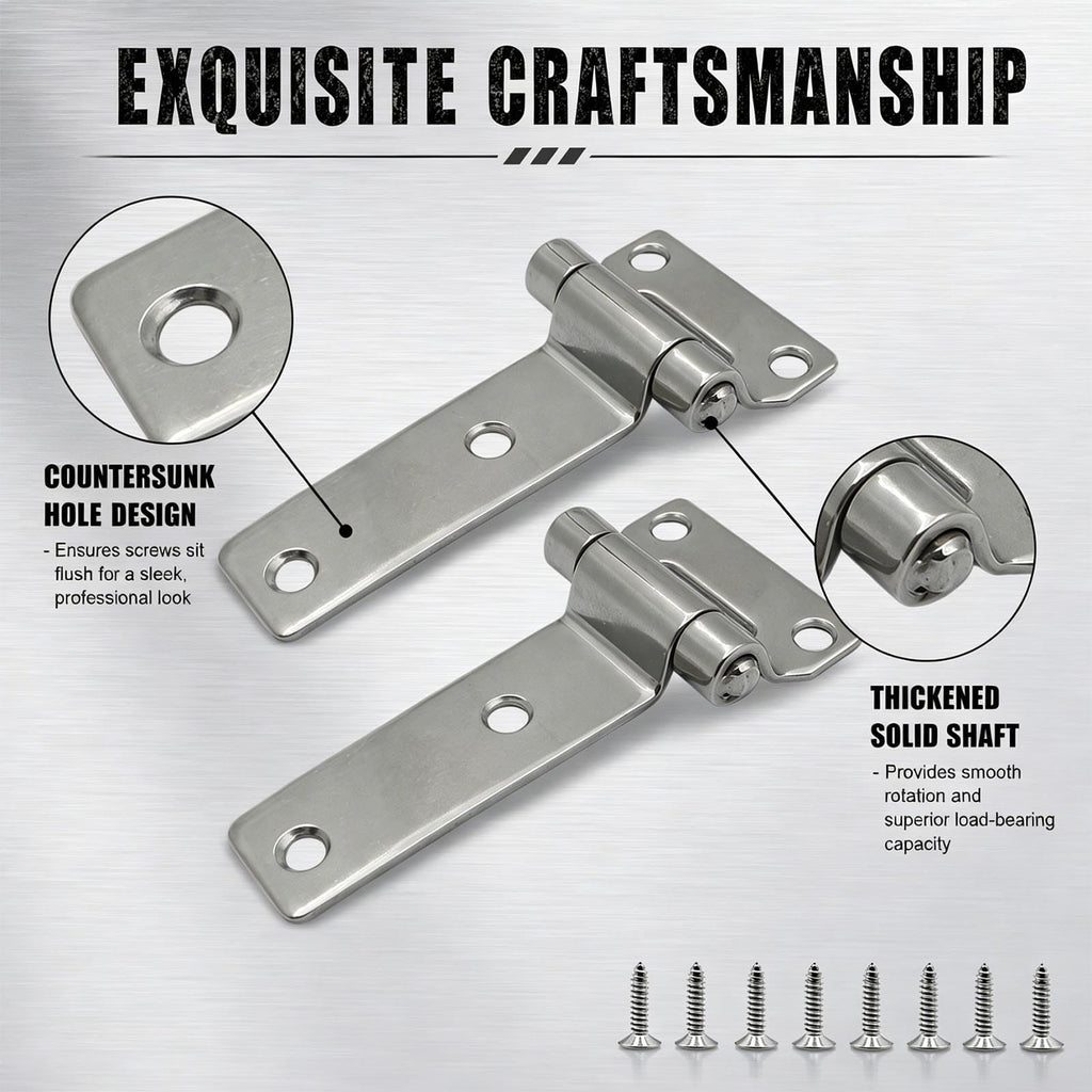 2 Pack 5.4 Inch T-Strap Hinges, 304 Stainless Steel Heavy Duty Tee Gate Hinges with Mounting Screws, Hinge Rust