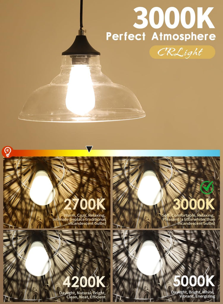 8W ST64 E26 Dimmable LED Edison Bulb 3000K Soft White, 6 Pack