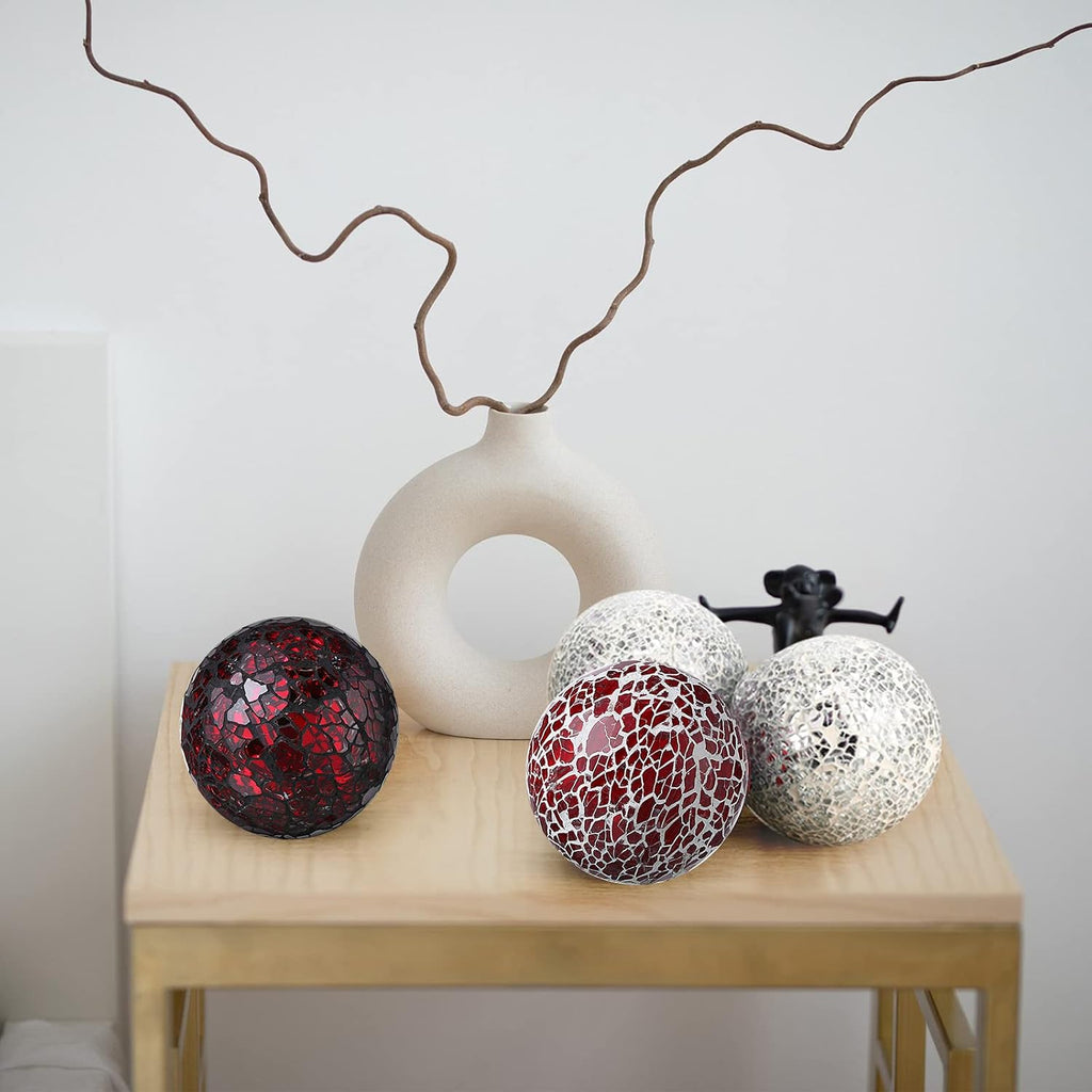 Decorative Balls for Bowls 6.5 cm / 2.5 Inch Orbs Glass Balls for Centerpiece Bowls Mosaic Sphere Decoration - Set of 6