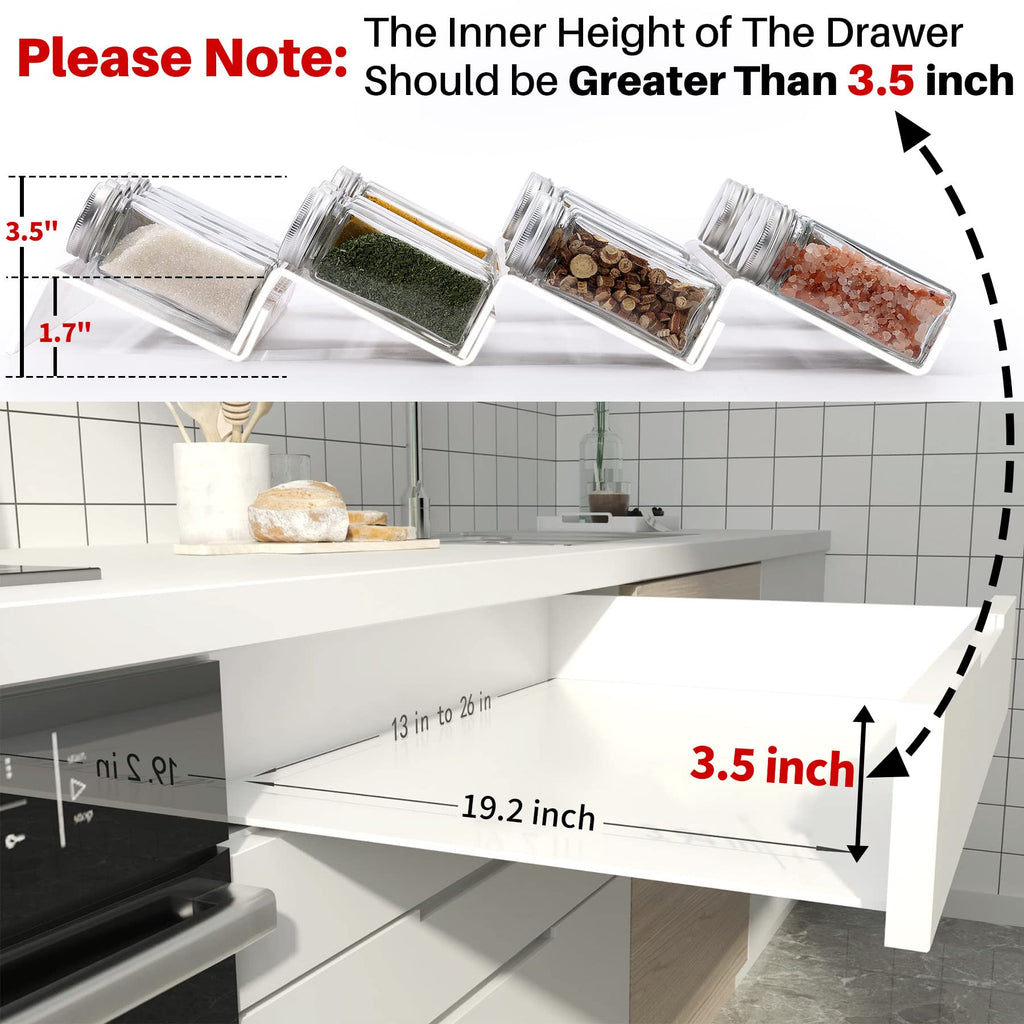 Clear Spice Drawer Organizer, 4 Tier - 2 Set Acrylic Seasoning Rack