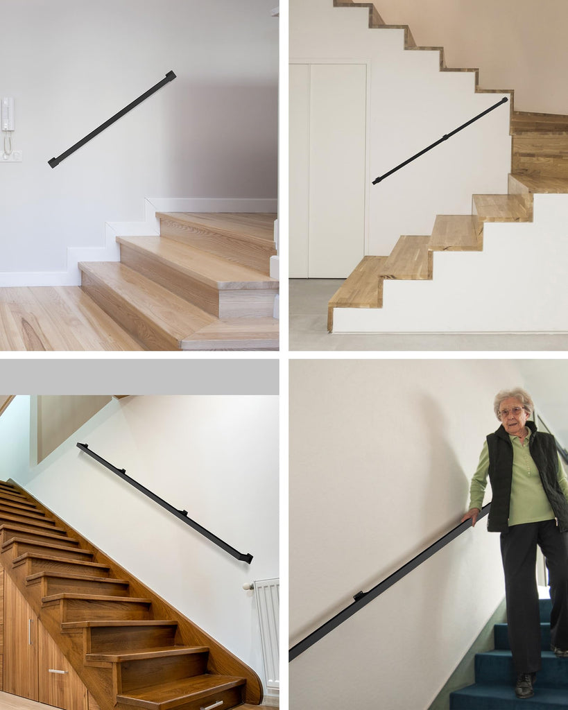 13FT Square Tube Black Black Handrail for Indoor Stair