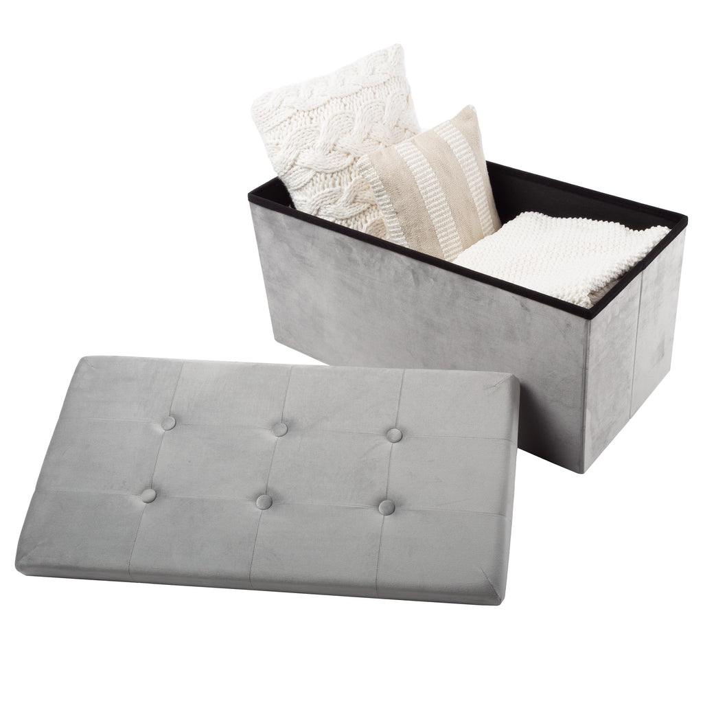 Storage Ottoman - Velvet Tufted Footrest, Linen Chest, or Bench Organizer with Removable Lid Room, or Entryway by