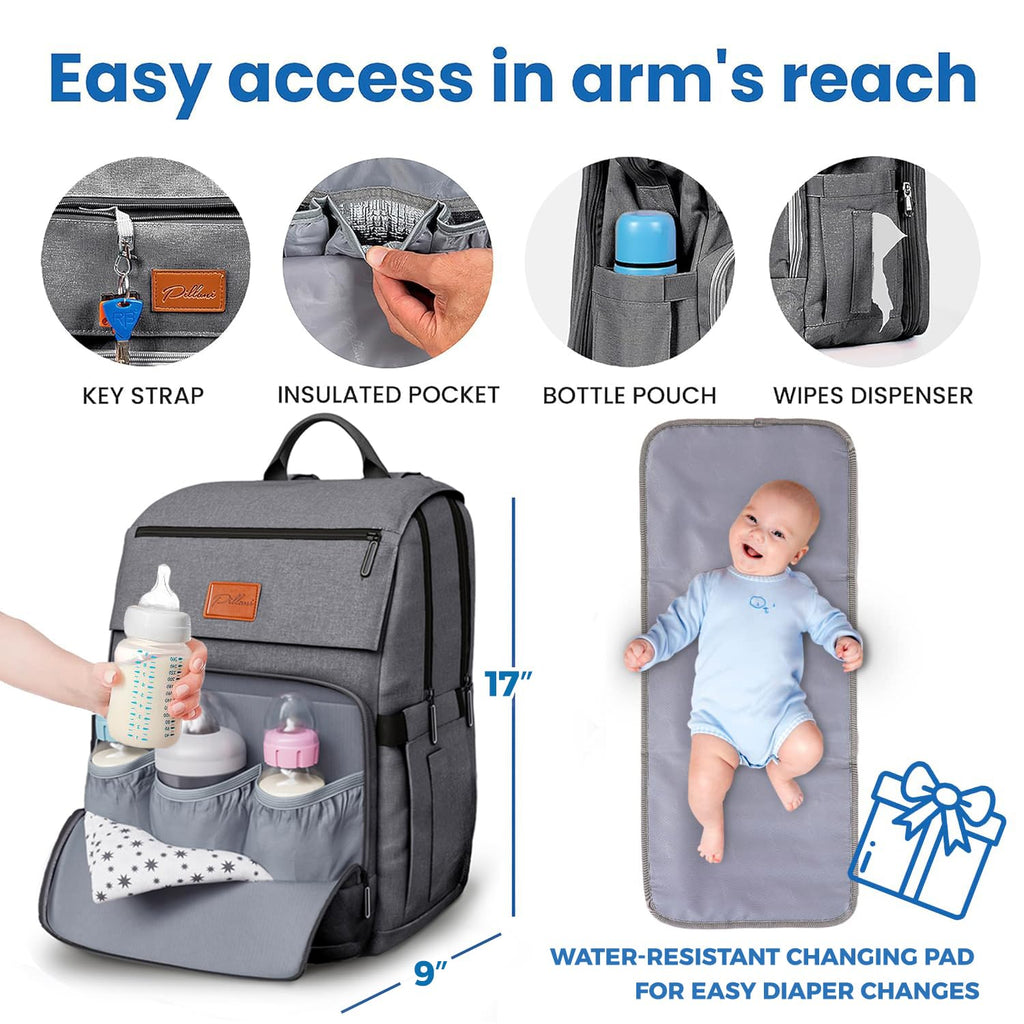 Baby Diaper Bag Backpack - Baby Bag for Girls & Boys, Large Waterproof Diaper Backpack - Baby Shower Gifts for Boys &