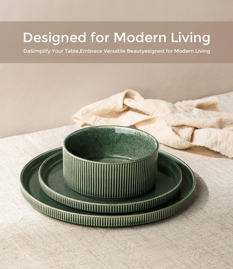 Stoneware Dinnerware Sets for 8,24-Piece Plates and Bowls Set