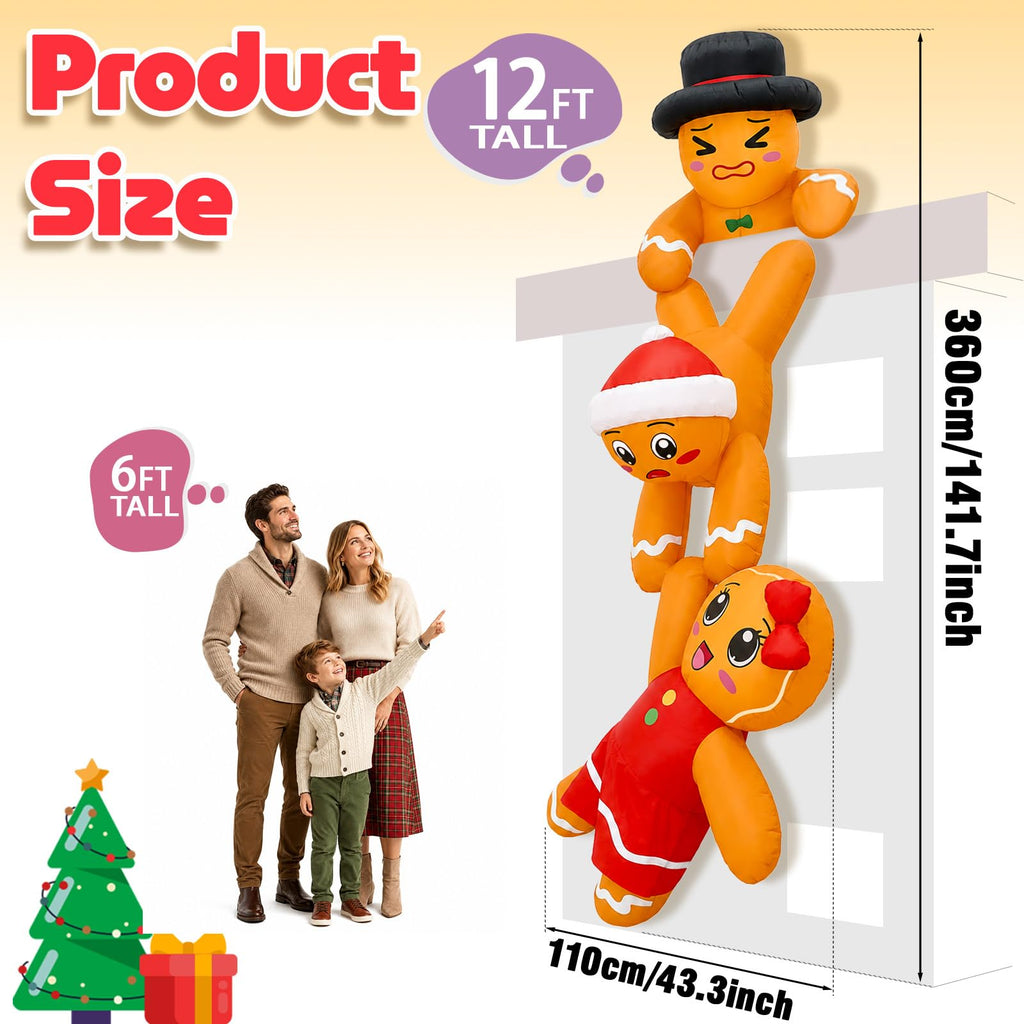 12 FT Giant Gingerbread Inflatable Christmas Decorations Outdoor