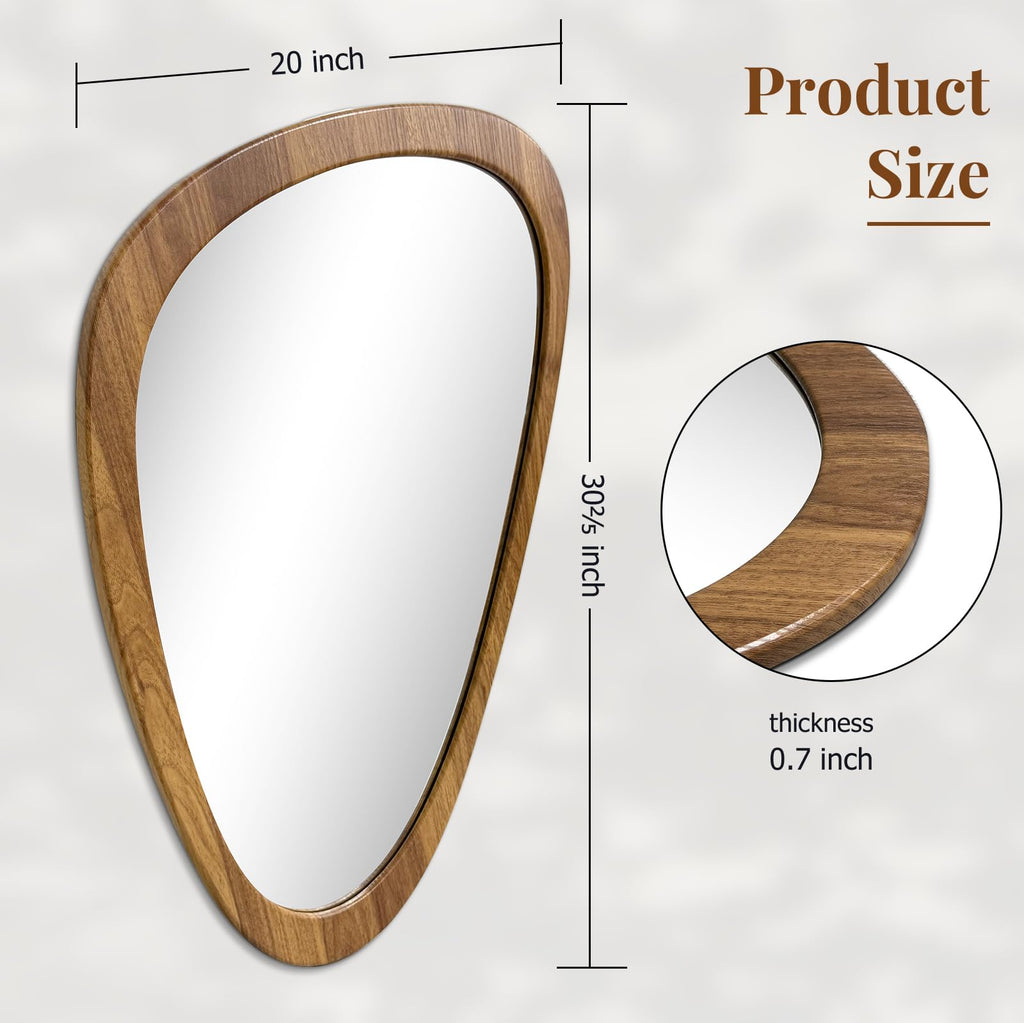 Asymmetrical Irregular Framed Mirror, Abstract Wall Mirror Mid Century Modern Decorative Decor Bedroom Bathroom
