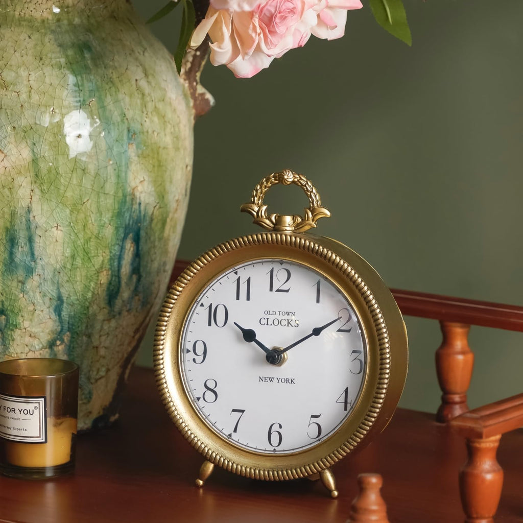 Vintage Table Clock Non-Ticking Battery-Operated
