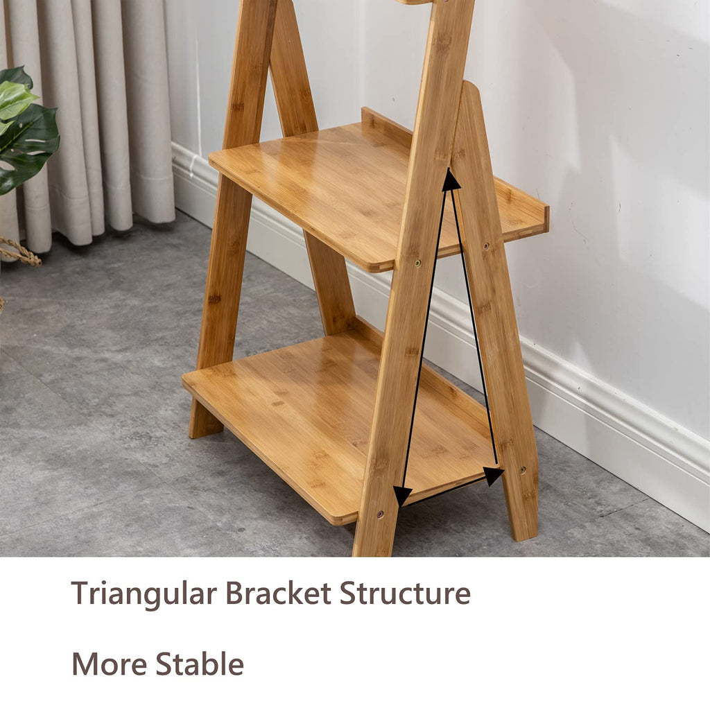 Ladder Shelf Bookshelf, 5-Tier Leaning Shelf, Free Standing Organizer Storage Shelves, Storage Rack Shelf, Brown