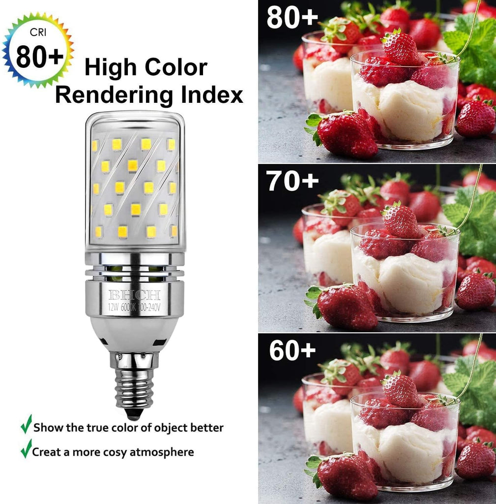 E12 LED Corn Bulbs 12W,6000K Daylight White,1200LM,100W Incandescent Bulbs Equivalent,Pack of 4