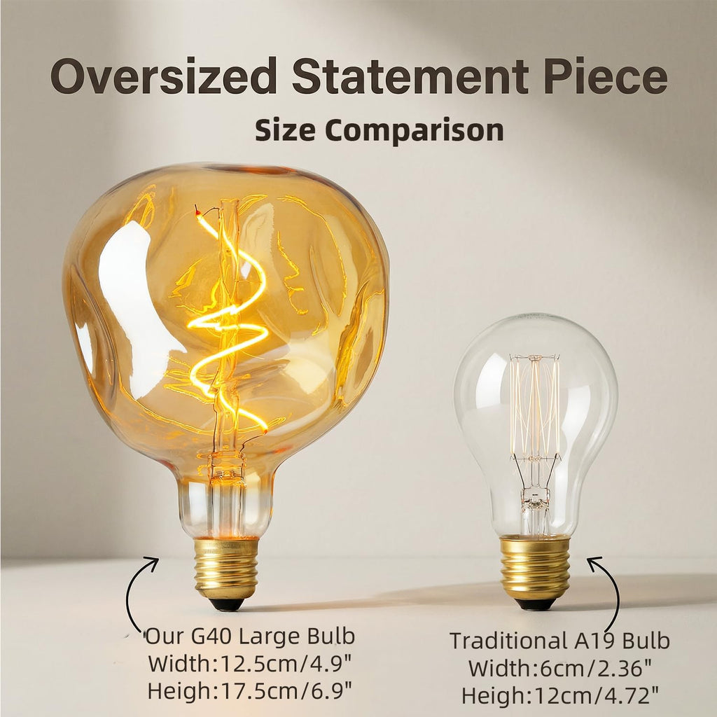 G125 Oversized Alien-Shaped LED Edison Bulb, 2200K Amber Glass 5W E26,1PK