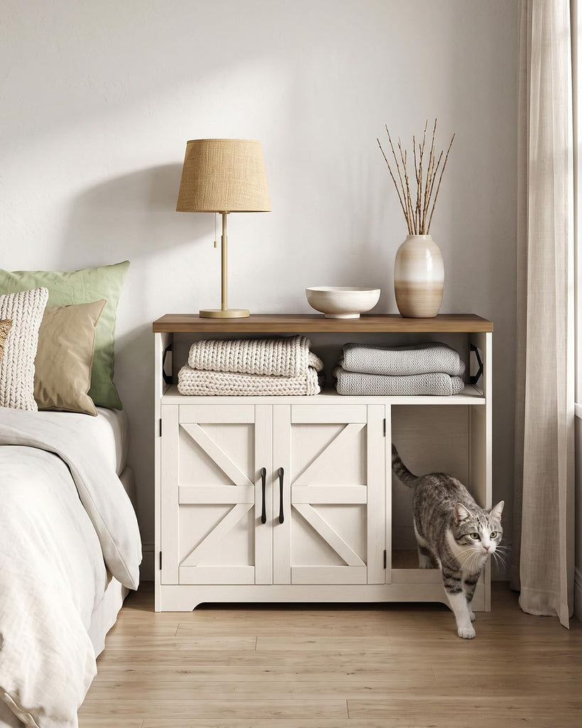 31" Cat Litter Box Enclosure, Hidden Litter Box with Storage