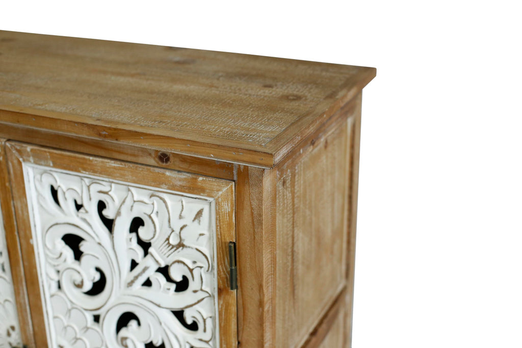 60" Farmhouse Sideboard Buffet, Solid Wood Credenza Storage Cabinet