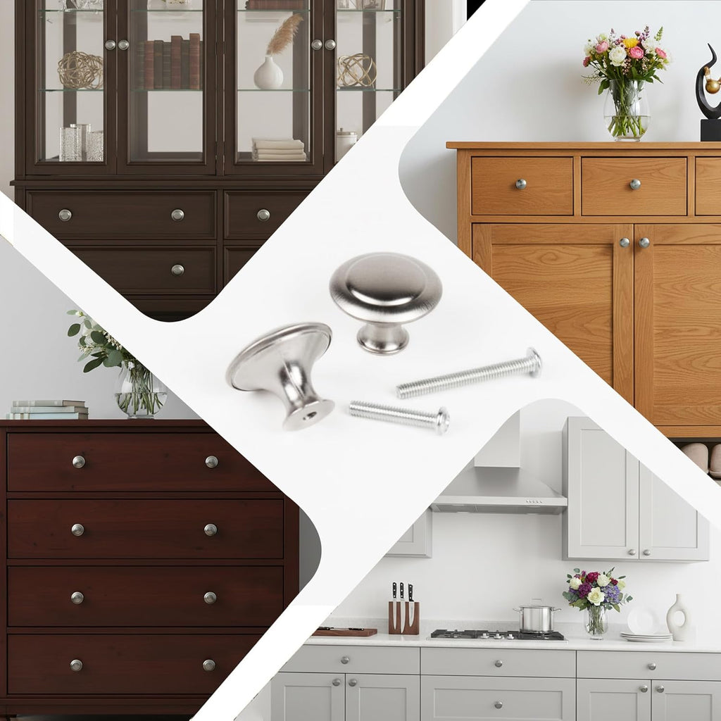 30 Packs Kitchen Cabinet Knobs Brushed Silver-Pull Hardware Handle,Drawer Knobs Door Drawer with Long Short Screws — 30