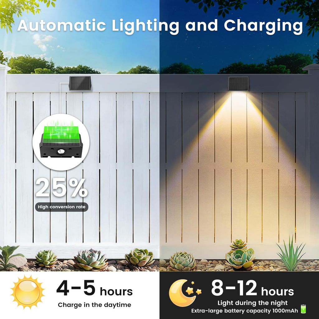 Fence Lights Solar Powered, Multicolor Solar Wall Lights Outdoor Waterproof IP67, Up and Down Solar Fence Lights