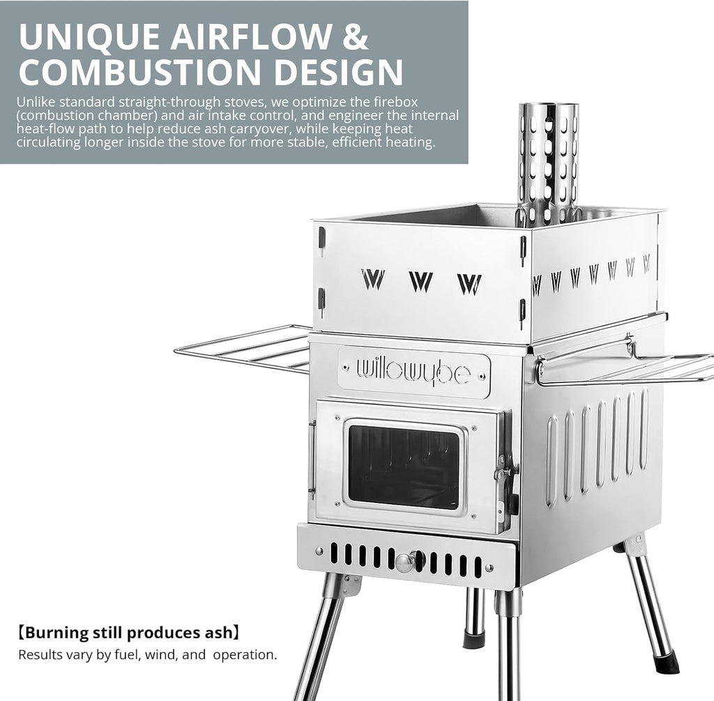 WillowyBe Outdoor Sauna Hot Tent Stove, Rocket Stove Heater, Portable Camping Wood Stove for Dry Sauna