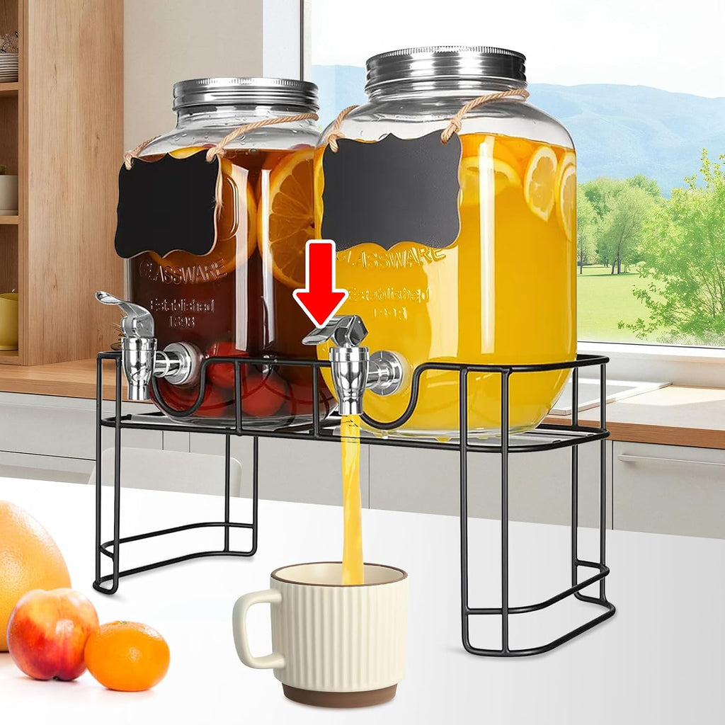Gallon Jars, (2 Jars) Ice Juice Dispenser - Set of 2