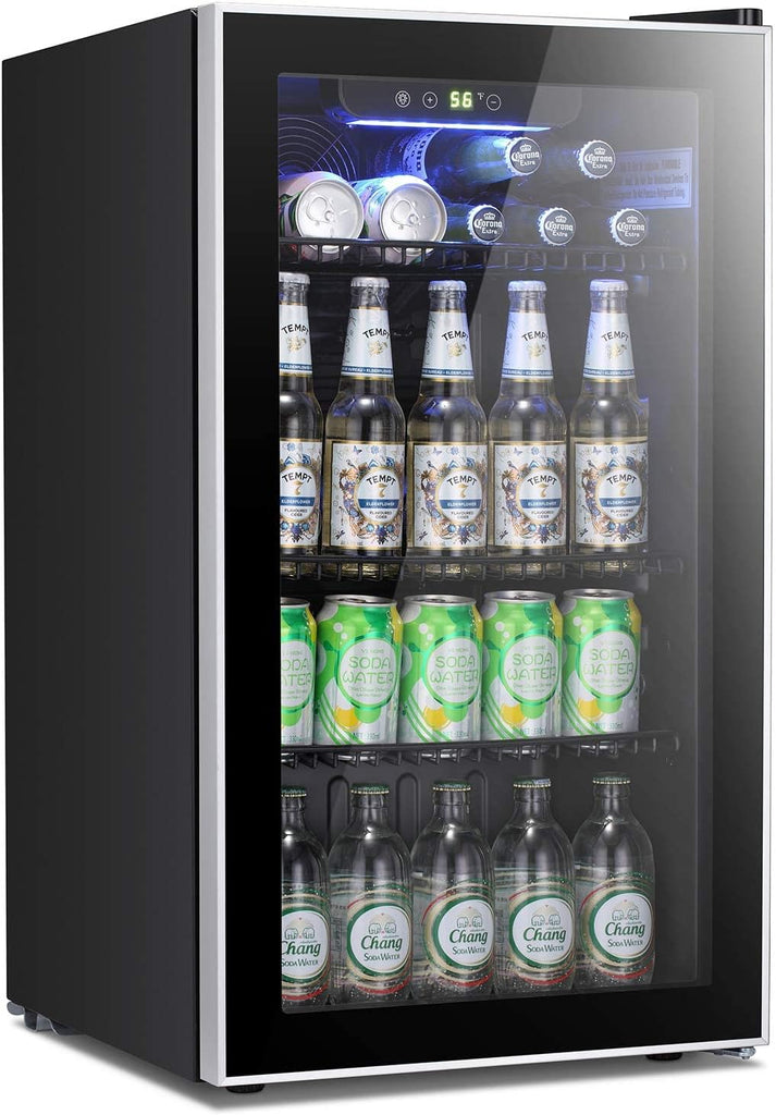 Beverage Refrigerator Cooler -120 Can Mini Fridge Glass Door for Soda Beer or Wi