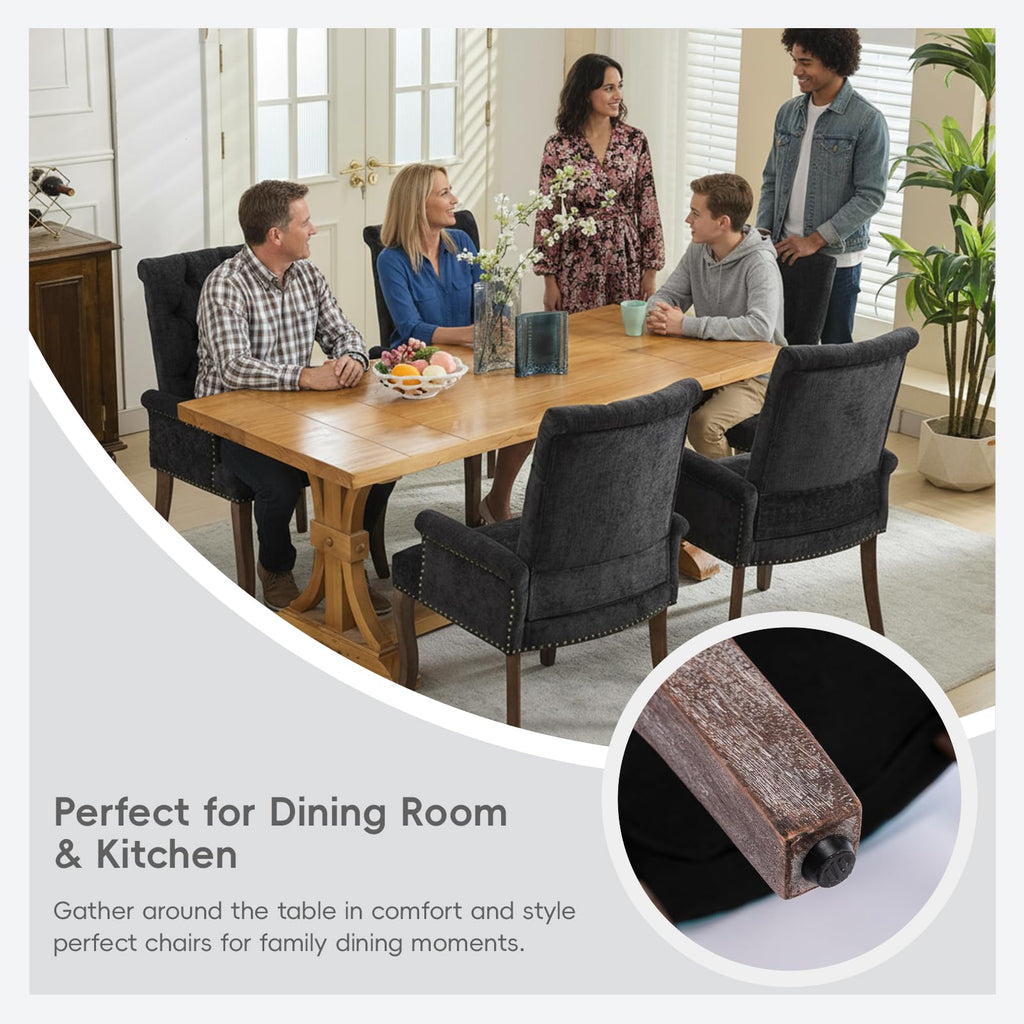 Charcoal Gray Chenille Set of 1, Dining Room Chairs