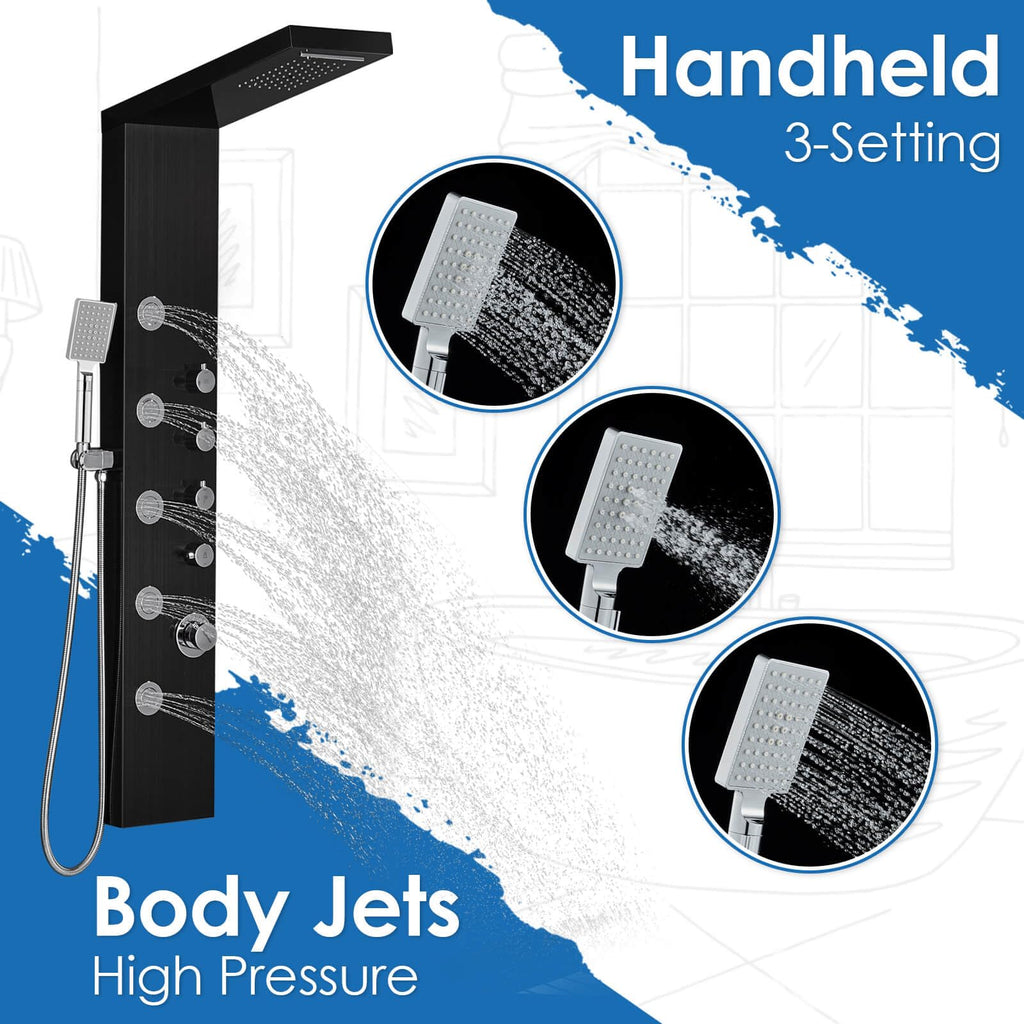 Shower Panel Tower System - 4 Shower Modes Simultaneous Function