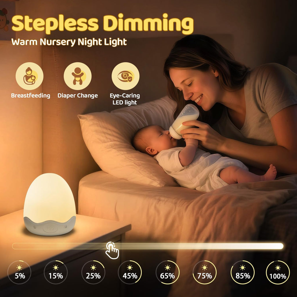Egg Light,10 Colors&Stepless Dimming Baby Night Light