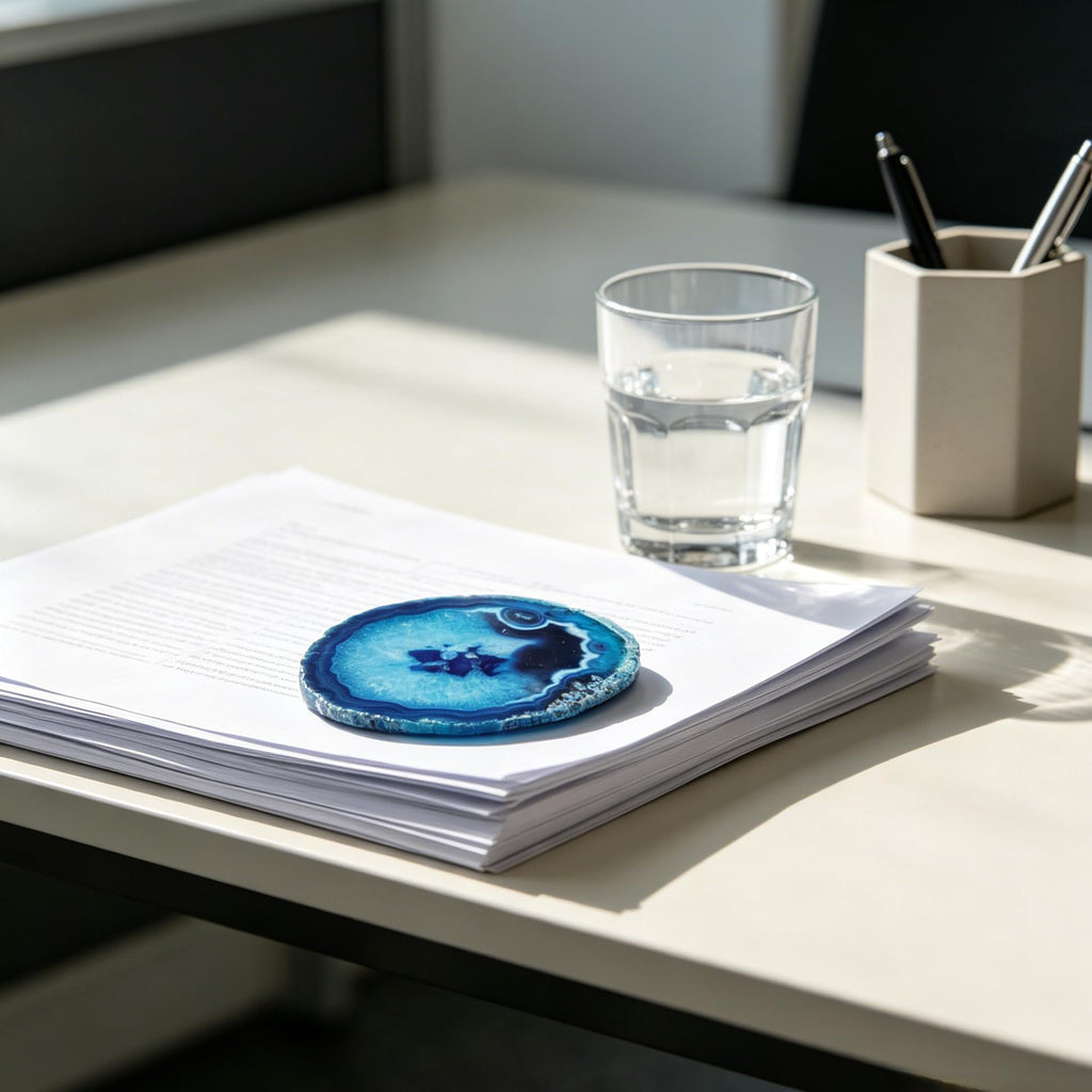 Coasters Set of 4 Agate Coaster Teal Irregular Dyed 4-5" for Drinks Coffee Wine Bar Glasses with Rubber Bumpers