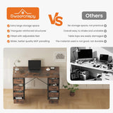 Desk with 8 Fabric Storage Drawers, Computer Office 47 Inch Gaming Writing Study Table with X-Shaped Reinforced