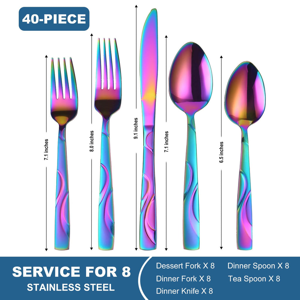 40-Piece Rainbow Flatware Set for 8