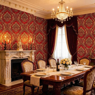 10X0.53M Retro Vintage Gold Damask Waterproof Deep Embossed Textured PVC Wallpaper Roll Livingroom 1.73' W x 32.8'